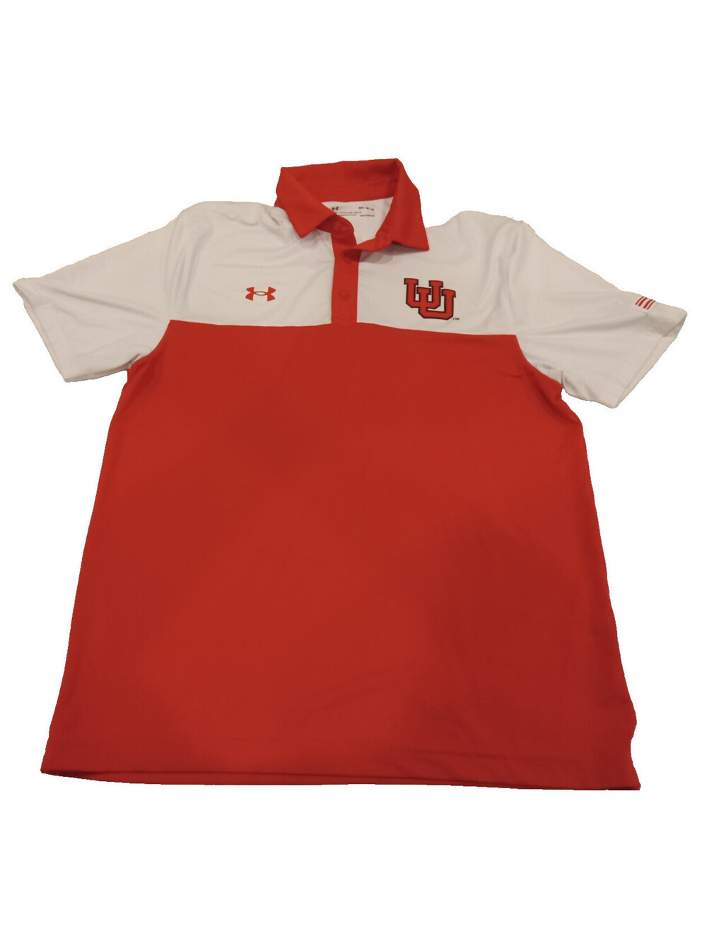 Under Armour Utah Utes Polo Shirt Mens Medium Red White Throwback Golf Polo M